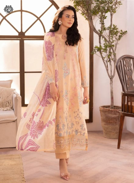 QALAMKARI EMBROIDERY - 3 PC UN-STITCHED (SHIRT TROUSER & DUPPATA)