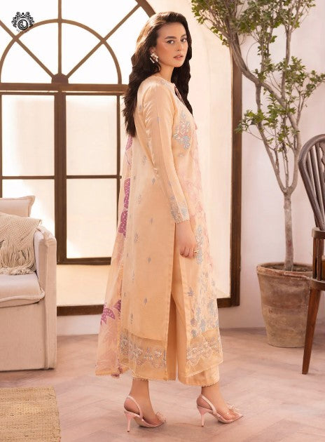 QALAMKARI EMBROIDERY - 3 PC UN-STITCHED (SHIRT TROUSER & DUPPATA)