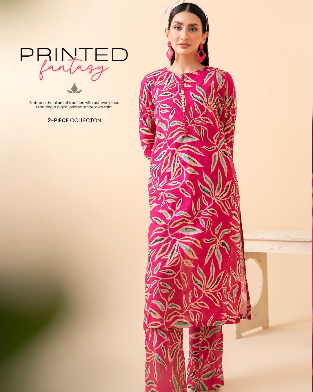 ABNOOR 2-Piece Unstitched Digital Printed Lawn Bana Dora Suit
