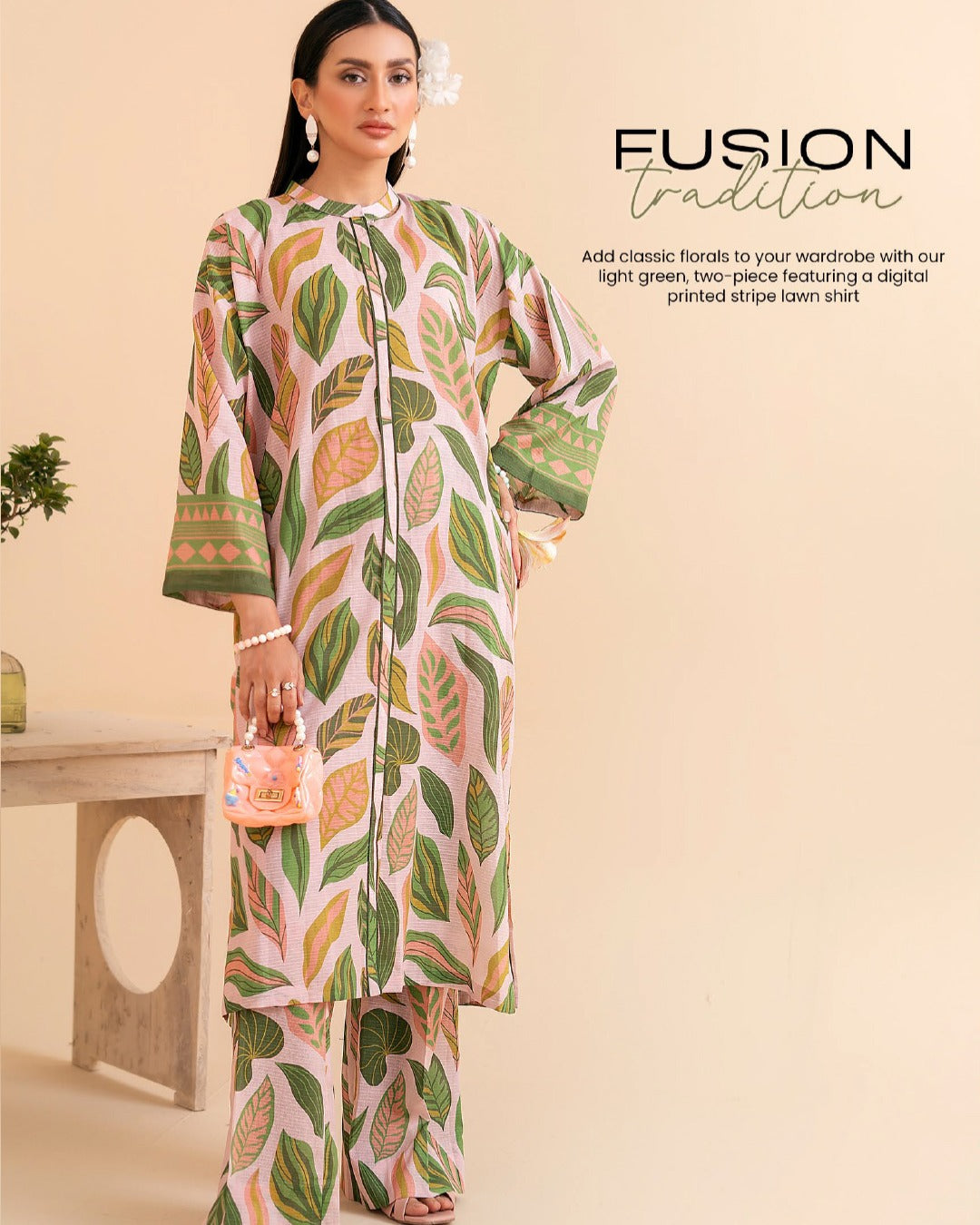 ABNOOR 2-Piece Unstitched Digital Printed Lawn Bana Dora Suit