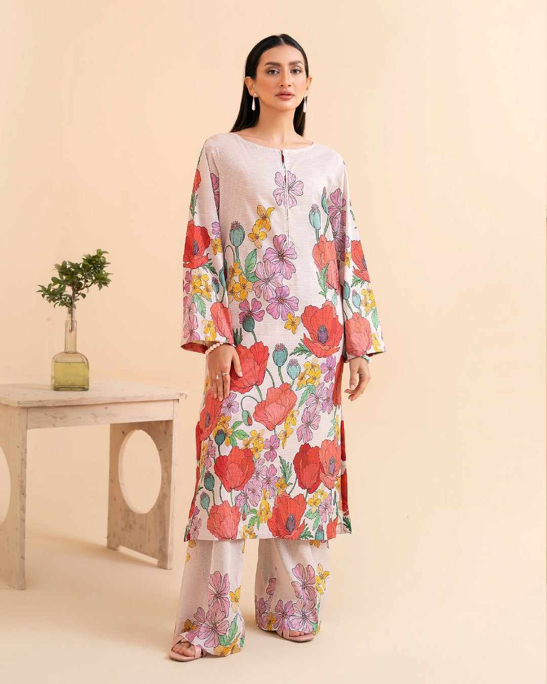 ABNOOR 2-Piece Unstitched Digital Printed Lawn Bana Dora Suit