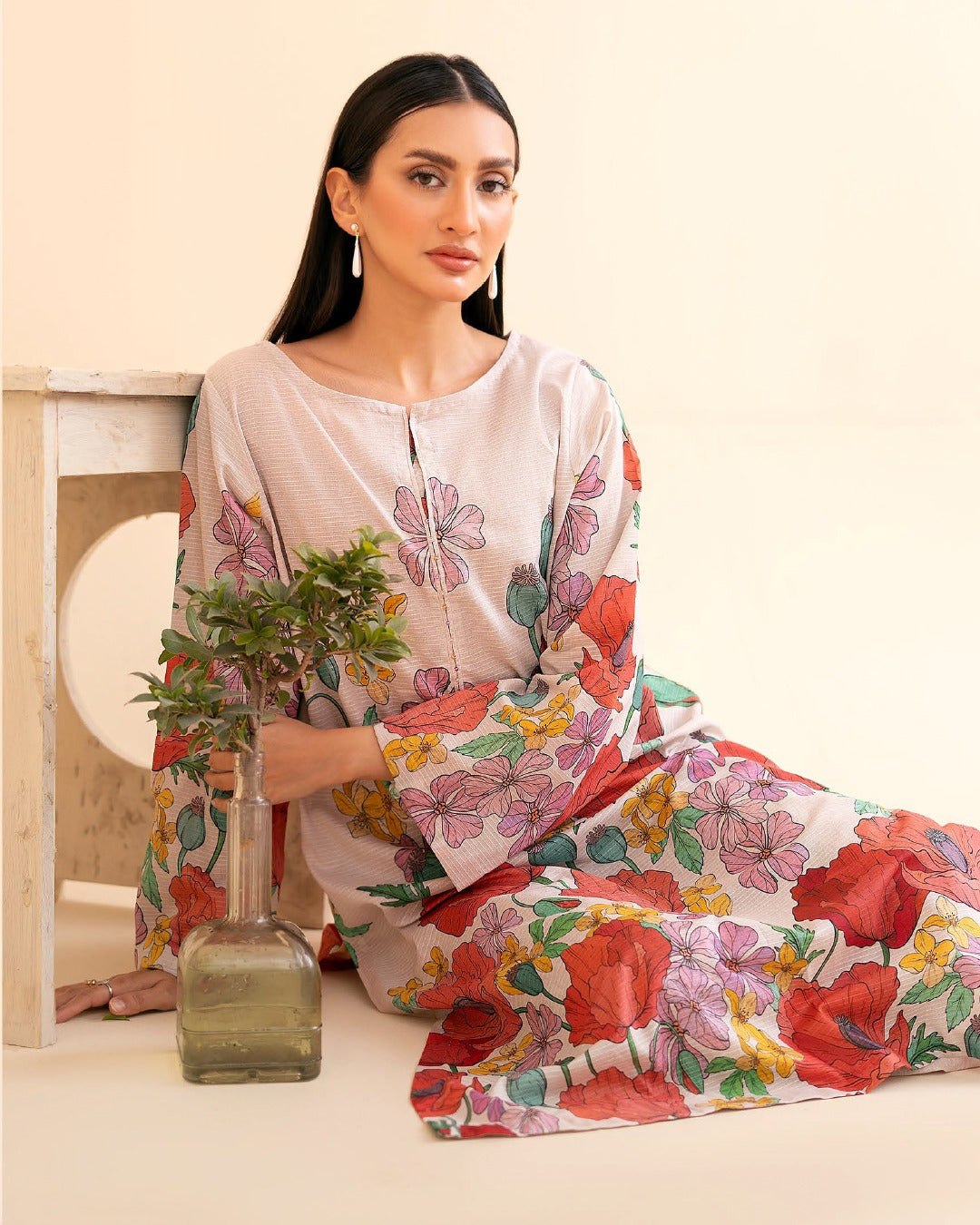 ABNOOR 2-Piece Unstitched Digital Printed Lawn Bana Dora Suit