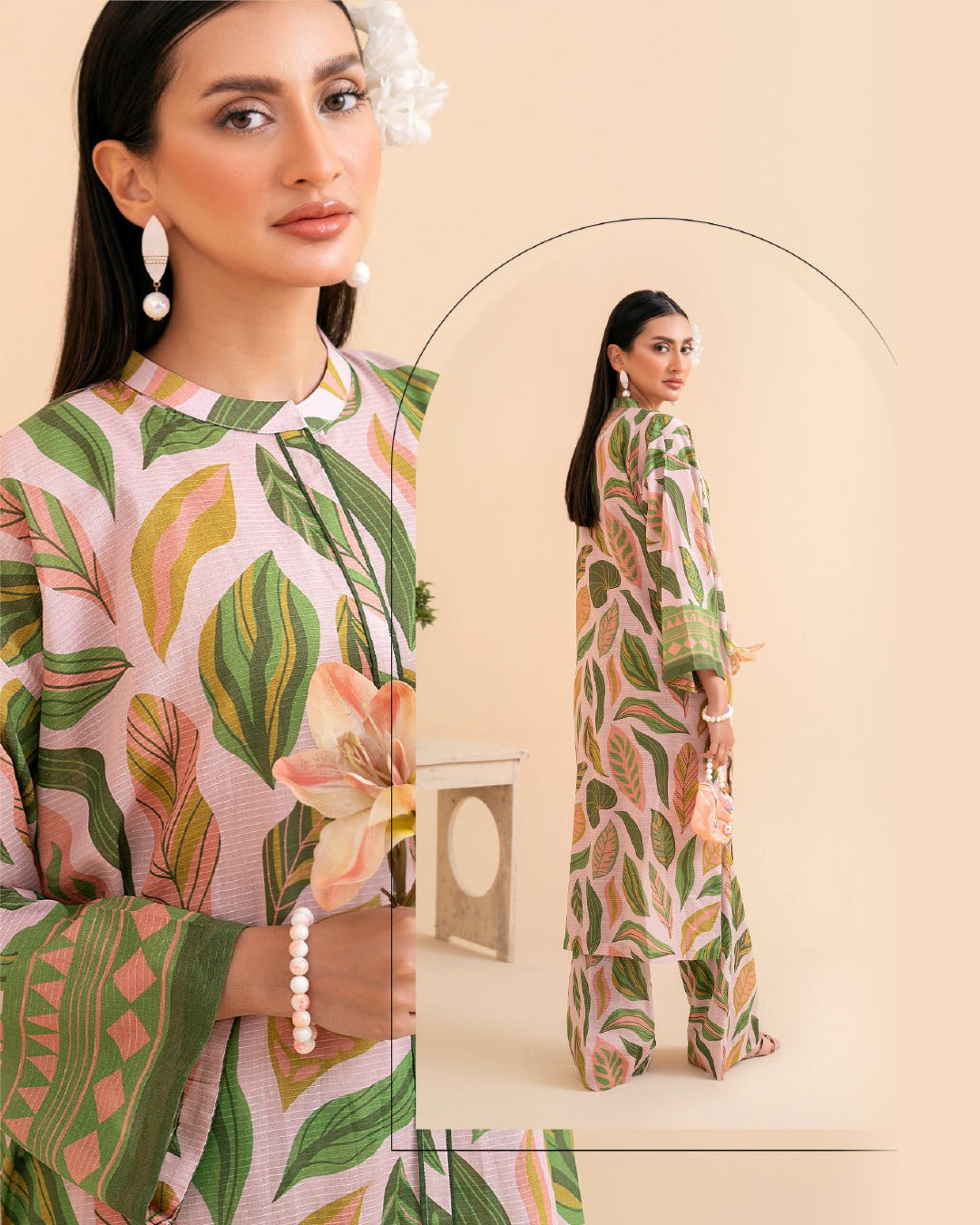 ABNOOR 2-Piece Unstitched Digital Printed Lawn Bana Dora Suit